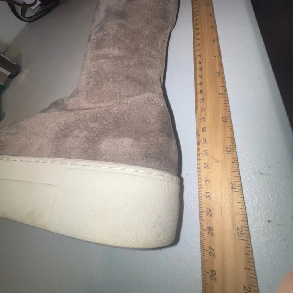 J SLIDES Grey Sneaker Boot Over the Knee Boot Shoe Faux Suede‎ Tall Platform 7.5